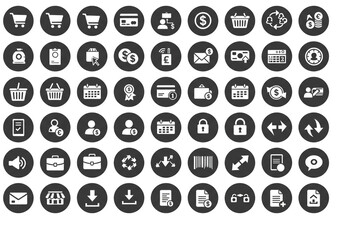 Modern flat icons for online business, finance, shopping, and management, perfect for web and app design