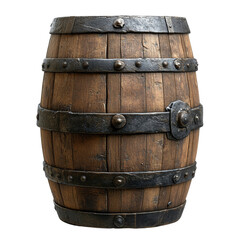 Fototapeta premium Old wooden barrel isolated on transparent background.