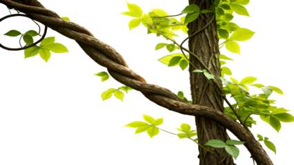 Dense Rainforest Vines and Lush Green Leaves  isolated on transparent background PNG