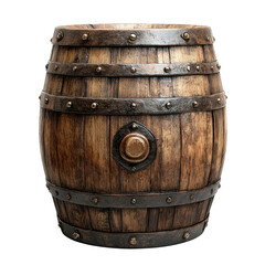 Obraz premium Old wooden barrel isolated on transparent background.