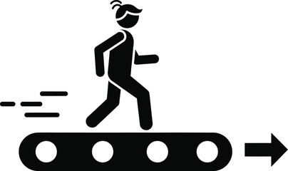 Icon of woman running on conveyor belt motion concept design