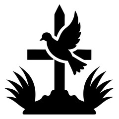 Dove and cross symbol of peace and faith
