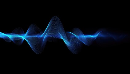 Abstract blue wave pattern on black background