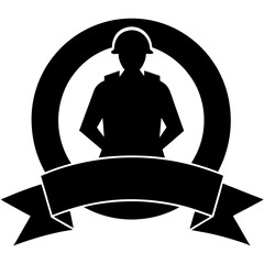 Soldier emblem with ribbon and circle