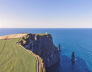 Dramatic coastal cliffs meet a vast ocean