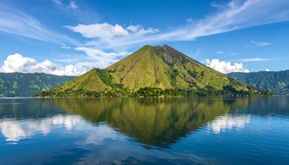 Fototapeta premium Scenic volcano reflecting in a tranquil lake