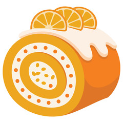 Hand drawn Swiss roll cake slice isolated vector illustration on white background