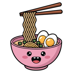 Asian food cute kawaii cartoon style isolated vector illustration on white background