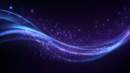 Obraz premium Ethereal glowing waves of blue and purple light sparkle on a dark cosmic background