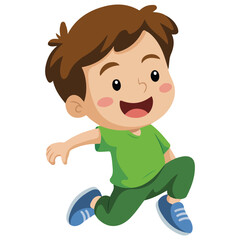 Little brunet boy dancer smiling and dancing hip hop isolated vector illustration