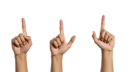 Hands pointing up on Transparent Background showing direction and guidance