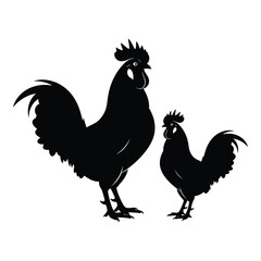 Vector art of two black roosters silhouette