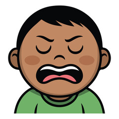 Angry little boy face expression cartoon vector illustrations kid emotion facial icons