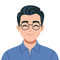 Neutral calm man face expression male emotions handsome cartoon character vector