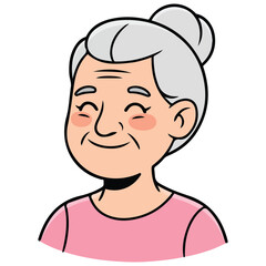 Grandmother face expression smile emotion of old woman vector illustration on white