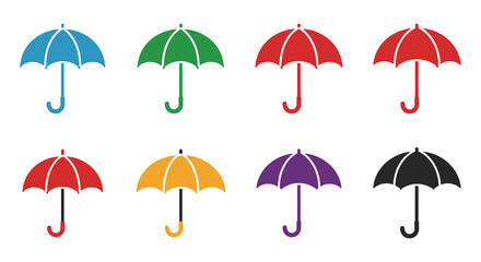 colorful umbrellas arranged neatly in two rows © msunny93