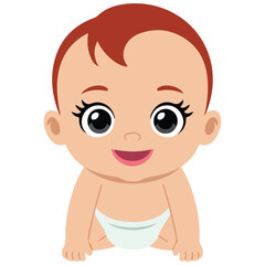 Cartoon character crawling little baby boy vector illustration isolated on white