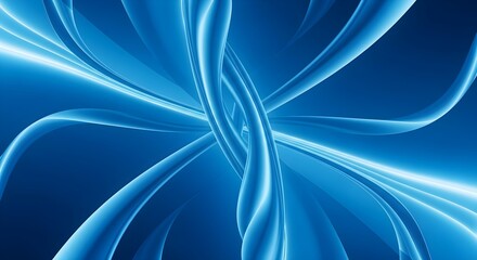 Abstract flowing blue waves with bright luminous highlights against a deep blue