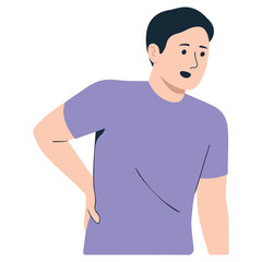 Man holding back in pain lower back pain backache concept vector illustration
