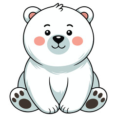 Flat vector illustration simple childrens style animals north pole cute polar bear