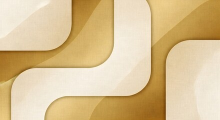 Abstract geometric shapes with soft curved edges and textured golden and cream backgrounds