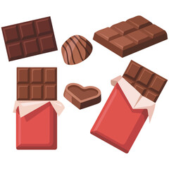 Chocolate set collection chocolate bars truffles pralines cocoa sweets gourmet dessert