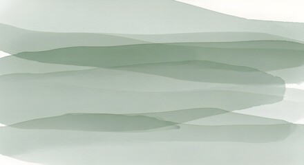 Soft sage green watercolor washes layered abstractly on a white paint brushstroke