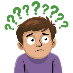 Child boy kid asking question flat style design vector illustration isolated