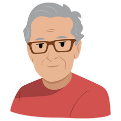 Elderly man smiling old mans face glasses laughing happily cross arm vector