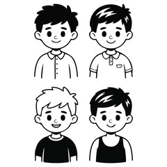 Doodle hand drawn face man collection style isolated vector illustration on white