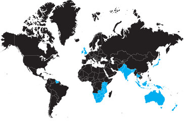 Right-Hand Drive Countries(Driving on the Left) World Map