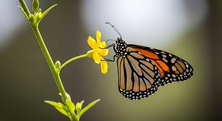 Monarch butterfly on a yellow flower.