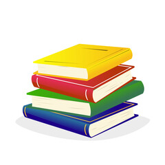 Stack of colorful books in a chaotic order flat vector school items library