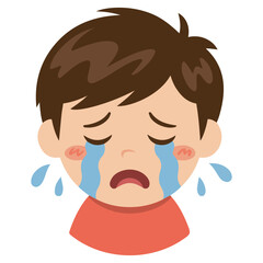 Illustration crying little boy isolated vector illustration on white background