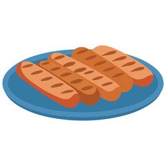 Hearty plate of various German style sausages for beer time vector food illustration