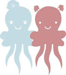 Pair of Cute Playful Octopuses