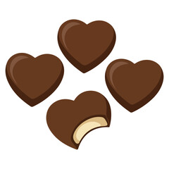 Delicious heart shaped chocolate cake with vanilla cream center vector illustration