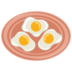 Fried egg breakfast food item isolated vector illustration on white background