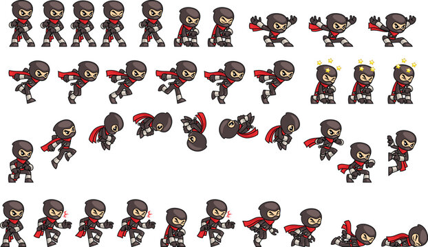 Black Ninja Game Sprite Sheets