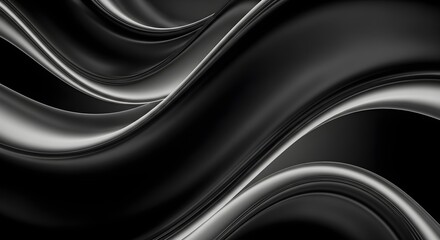 Fototapeta premium Smooth flowing dark gray metallic curves create a luxurious abstract with subtle highlights