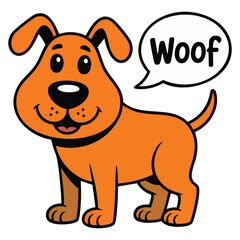 Playful puppy bow wow barking expression isolated vector illustration on white background