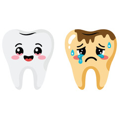 Dental teeth whitening before after comparison isolated vector illustration on white background