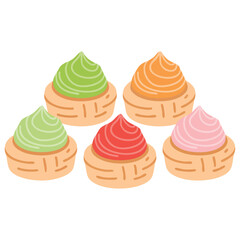 Decorative gem rose biscuit with colorful icing isolated vector illustration on white background