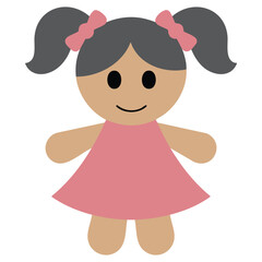 Handmade rag doll character isolated vector illustration on white background