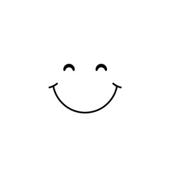 Obraz premium Simple Happy Face Icon: Minimalist Black Line Art, Positive Mood, Vector Illustration.