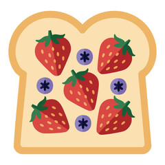 Toasted bread with strawberry and blueberry breakfast icon isolated vector illustration on white background