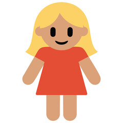 Traditional rag doll toy flat style isolated vector illustration on white background