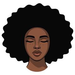 Beautiful African woman profile avatar portrait isolated vector illustration on white background