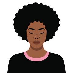 Black woman profile face avatar illustration isolated vector illustration on white background