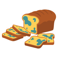Old dry bread on kitchen board isolated vector illustration on white background